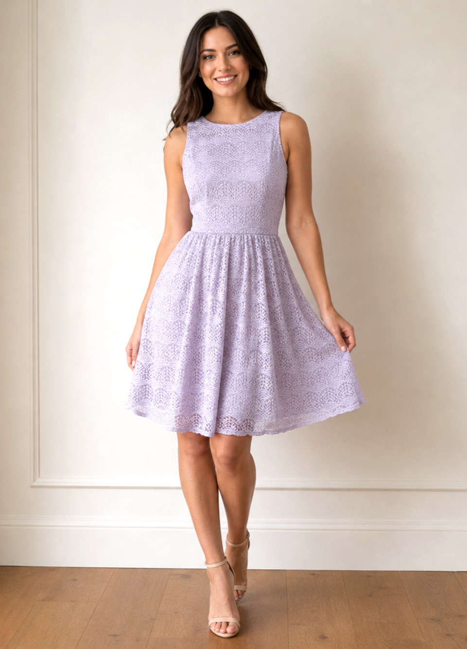 Danny & Nicole Pink Lace Fit & Flare Dress Sleeveless Party Sz 8